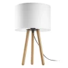 Tischleuchte Weiß Natur Dreibein Holz Stoff 46 cm