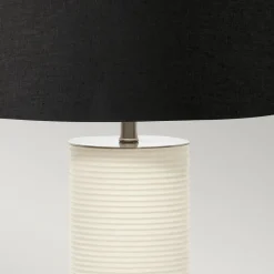 Tischleuchte Weiß Schwarz E27 65 cm Klassisch Wohnzimmer