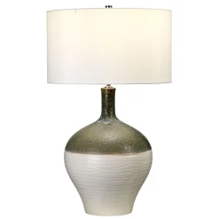 Tischleuchte Wohnzimmer Keramik Stoff 70,5cm hoch