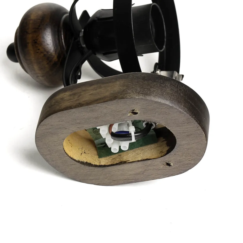 Urige Wandlampe Holz Glas E27 Landhaus Stil