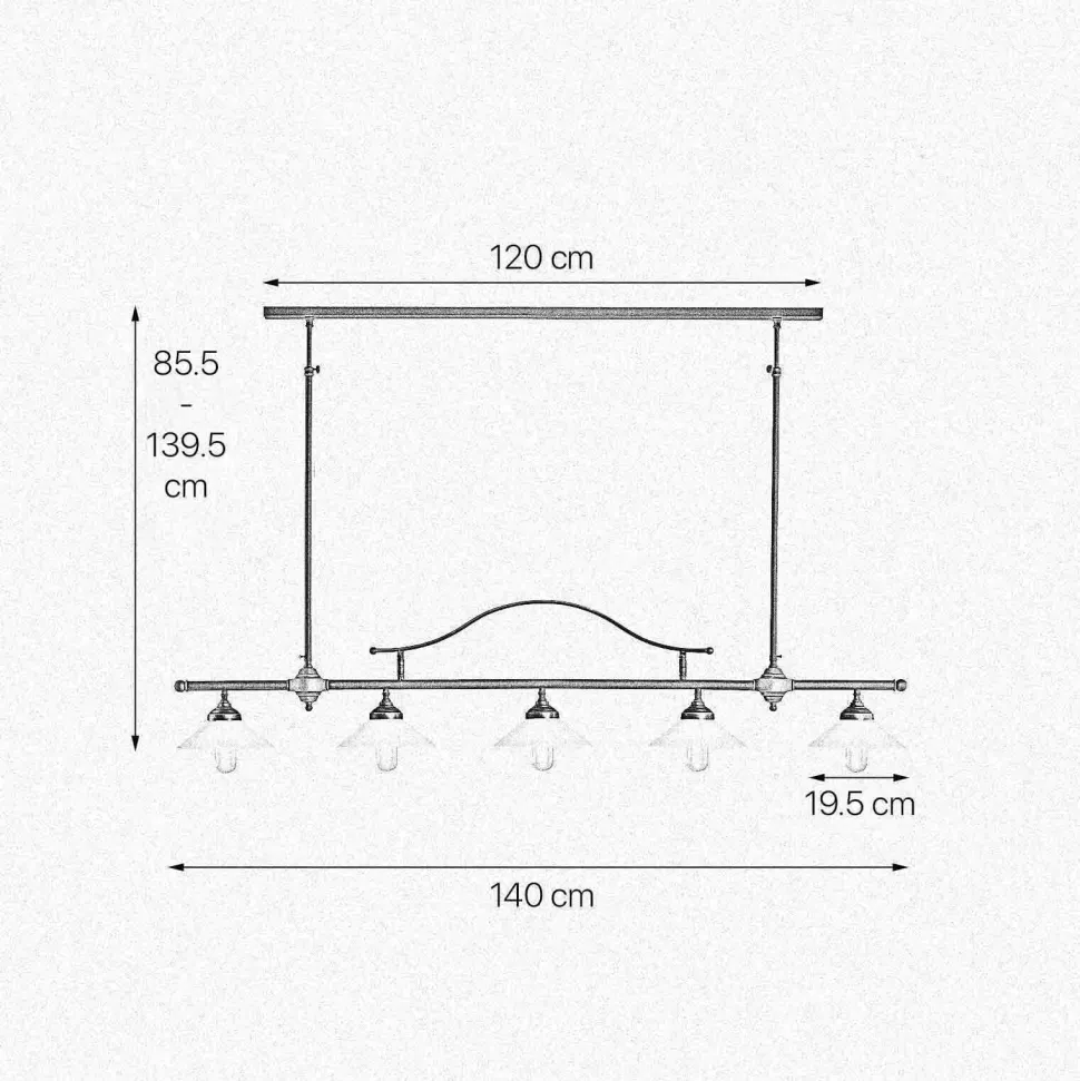 Verstellbare Deckenleuchte Messing Glas E27 B: 140 cm groß