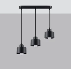 Verstellbare Pendelleuchte Schwarz Metall 3-flammig E27