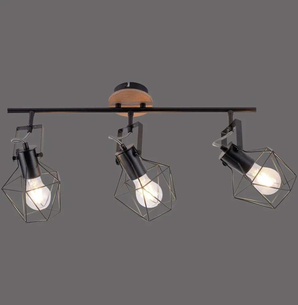 Verstellbarer Deckenspot Holz Metall 83 cm E27 Vintage