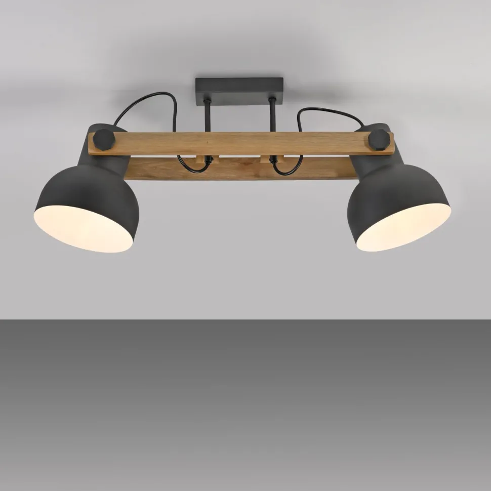 Verstellbarer Deckenstrahler Holz Metall E27 L:72 cm