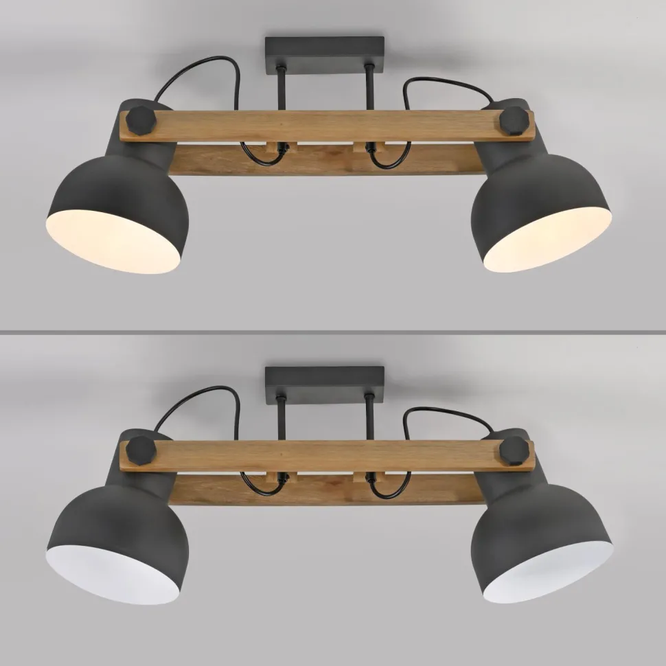 Verstellbarer Deckenstrahler Holz Metall E27 L:72 cm