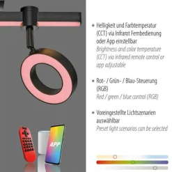 Verstellbarer LED Deckenspot Schwarz RGB Licht dimmbar