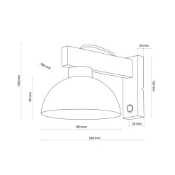 Vielseitige Wandleuchte mit Schalter Weiß Metall Holz
