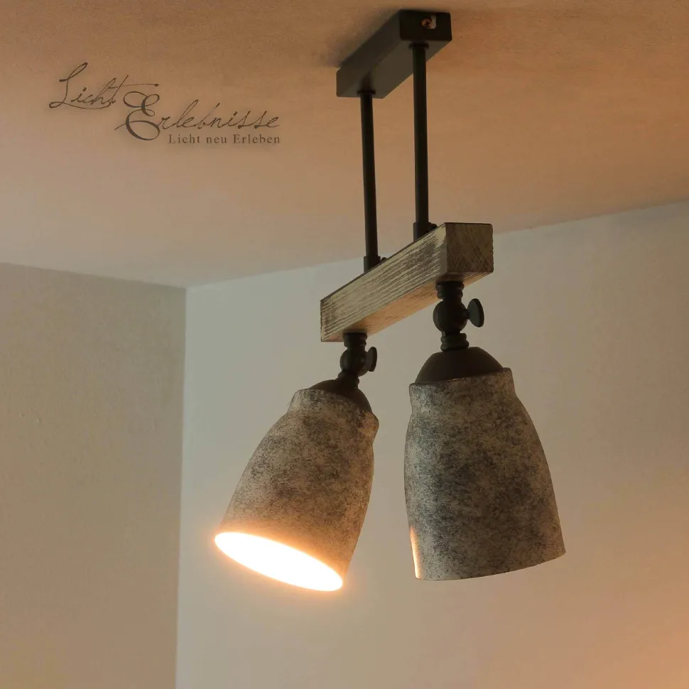 Vintage Deckenlampe drehbar Shabby Weiß Taupe AGAP