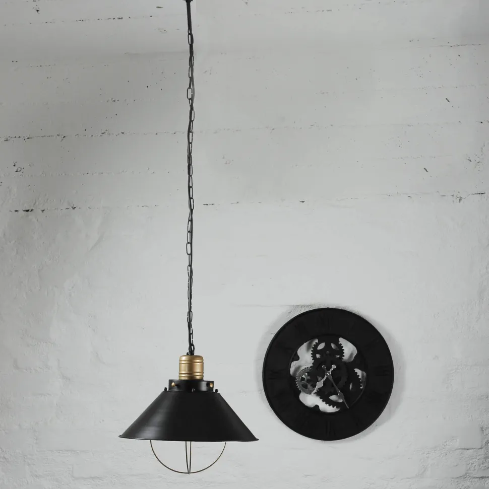 Vintage Hängeleuchte Schwarz Kupfer Industrial Design