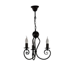 Vintage Kronleuchter Metall Schwarz E14 B:36 cm Kerzen