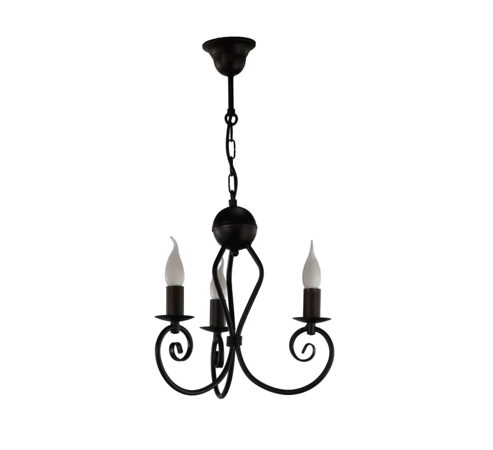 Vintage Kronleuchter Metall Schwarz E14 B:36 cm Kerzen