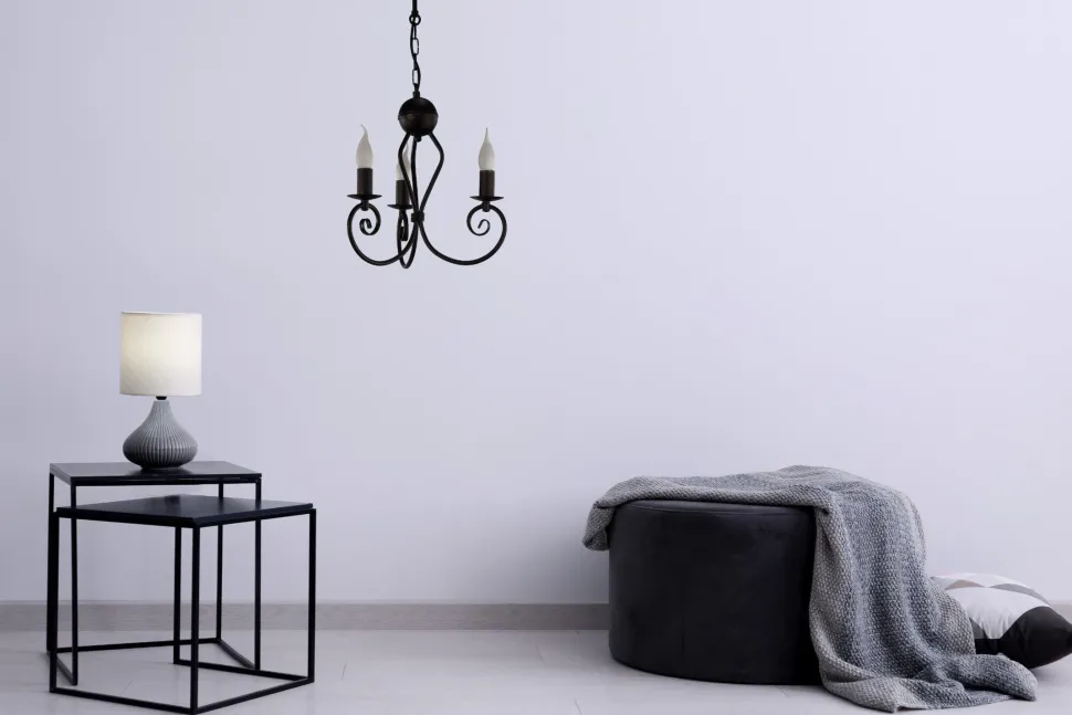 Vintage Kronleuchter Metall Schwarz E14 B:36 cm Kerzen