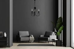 Vintage Kronleuchter Metall Schwarz E14 B:36 cm Kerzen