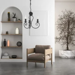 Vintage Kronleuchter Metall Schwarz E14 B:36 cm Kerzen