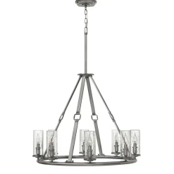 Vintage Kronleuchter mit Glas Schirm rund verstellbar