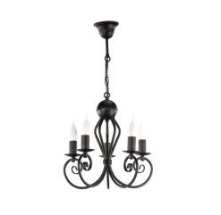 Vintage Kronleuchter Schwarz E14 5-flammig Klassisch