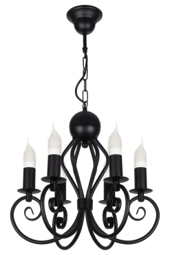 Vintage Kronleuchter Schwarz E14 6-flammig Klassisch