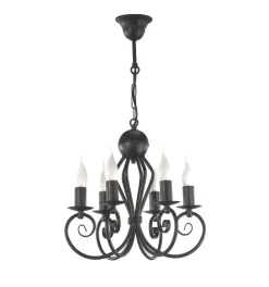 Vintage Kronleuchter Schwarz E14 6-flammig Klassisch