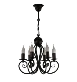 Vintage Kronleuchter Schwarz E14 6-flammig Klassisch