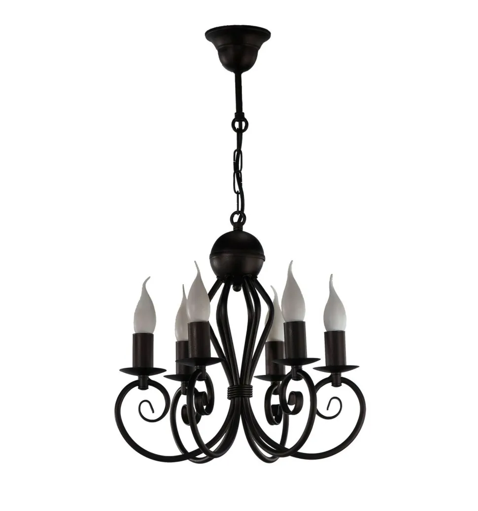 Vintage Kronleuchter Schwarz E14 6-flammig Klassisch