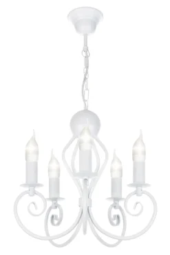 Vintage Kronleuchter Weiß E14 5-flammig Klassisch