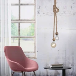 Vintage Pendelleuchte E27 2-flammig Ø10 cm Tau Seil