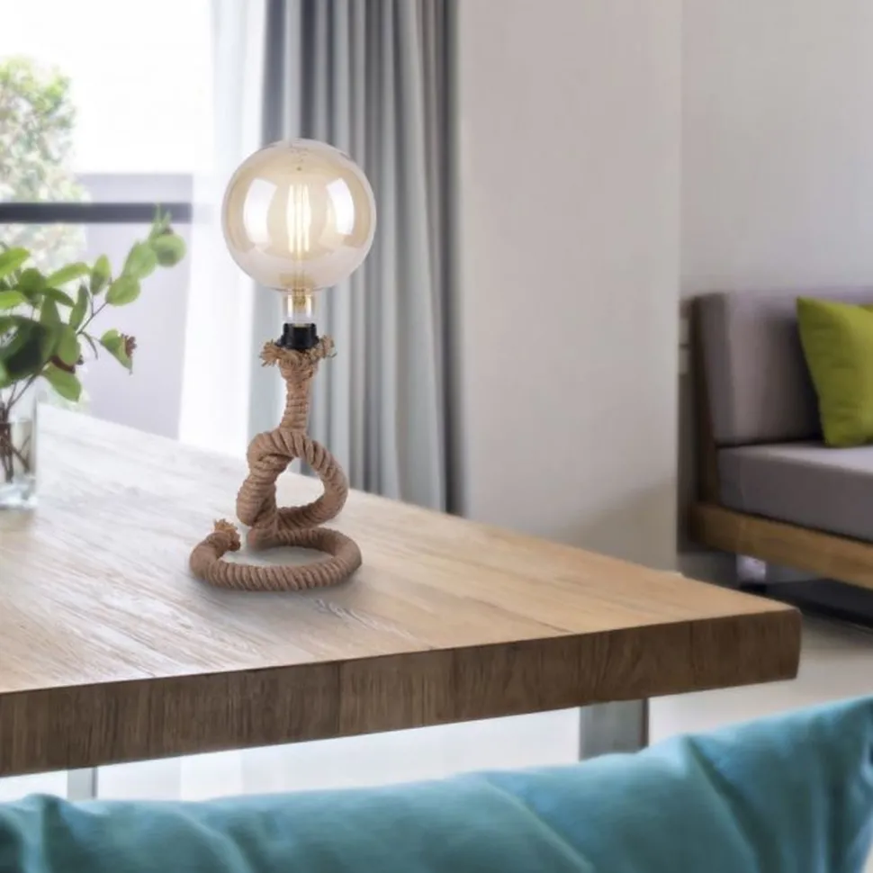 Vintage Tischleuchte E27 bis 15 W 33 cm Tau Seil