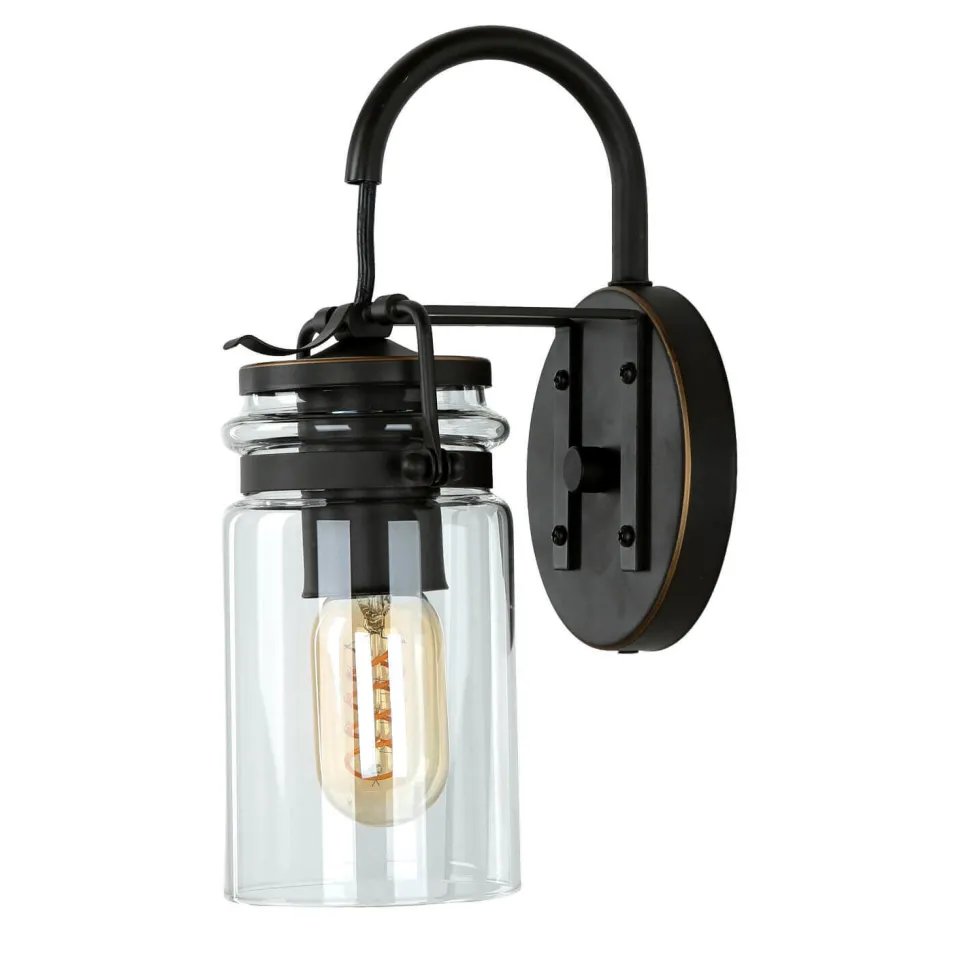 Vintage Wandleuchte Industrie Design Glas Schirm