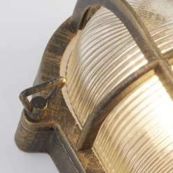 Wandlampe außen IP44 E27 in Gold Antik H: 25 cm Maritim