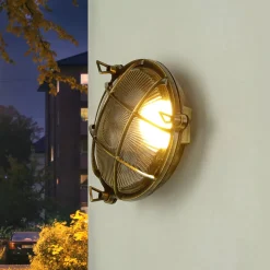 Wandlampe außen Messing Maritim IP64 E27 SERIFOS