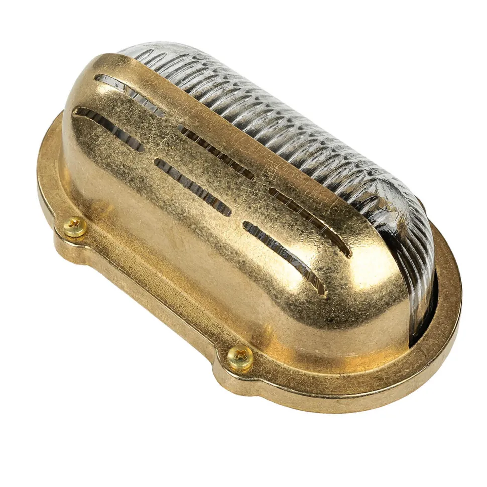 Wandlampe Außen Messing Maritim oval IP64 Haus Tür