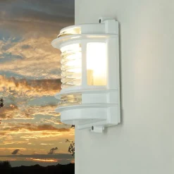 Wandlampe außen Weiß IP64 Messing Glas E27