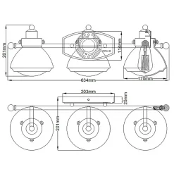 Wandlampe Bad Chrom aus Metall Glas B: 63,4 cm IP44 E27