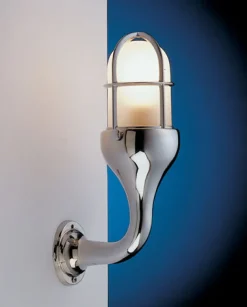 Wandlampe Bad Flur Chrom aus Messing Glas Schiff