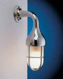 Wandlampe Bad Flur Chrom aus Messing Glas Schiff