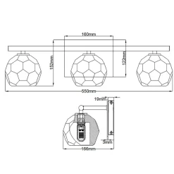 Wandlampe Bad Kristall LED G9 IP44 B: 55 cm Chrom