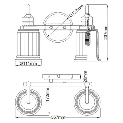Wandlampe Bad LED G9 IP44 35,7 cm breit Metall Glas Jugendstil