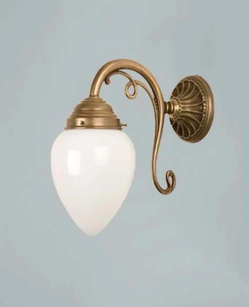 Wandlampe Berliner Messing Glas T:27 cm E27 Ornamente