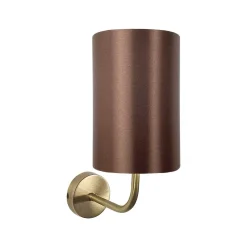 Wandlampe E27 in Bronze hell Braun H: 33 cm Stoff Messing