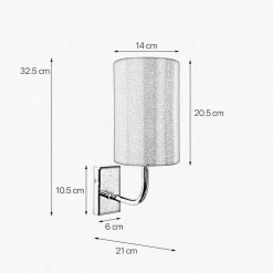 Wandlampe E27 in Bronze hell Braun Stoff Messing Modern