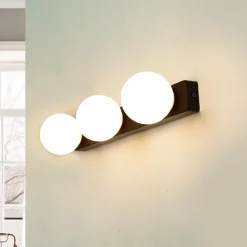 Wandlampe 3-flammig G9 Schwarz Weiß Glas Kugelschirme