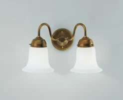 Wandlampe Glas Berliner Messing E27 T:17 cm 2-flammig