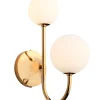 Wandlampe Glas Echt-Messing G9 in Gold Weiß 2-flammig