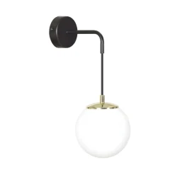 Wandlampe Glas Kugel Schirm Schwarz Weiß Modern E27
