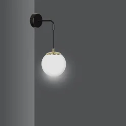 Wandlampe Glas Kugel Schirm Schwarz Weiß Modern E27