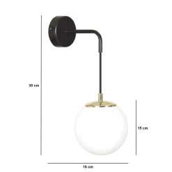 Wandlampe Glas Kugel Schirm Schwarz Weiß Modern E27