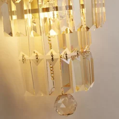 Wandlampe Glas Metall E14 IP44 in Messing Champagner