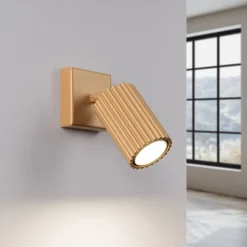 Wandlampe GU10 B: 8 cm klein schwenkbar aus Aluminium in Gold