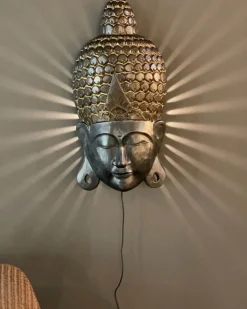 Wandlampe Holz 62,5 cm hoch mit Schalter Stecker E27