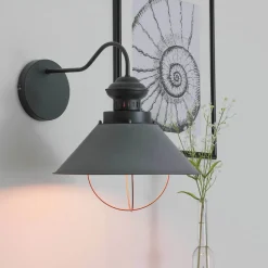Wandlampe innen Grau Kupfer E27 Industrie Design